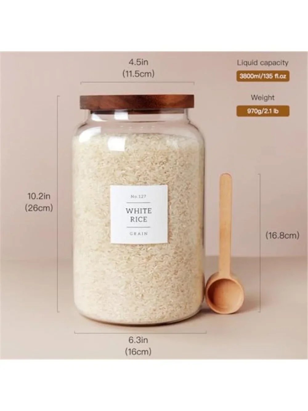 2 PCS Large Glass Jar with Airtight Lid, Glass Food Storage Jars for Tea,Spice